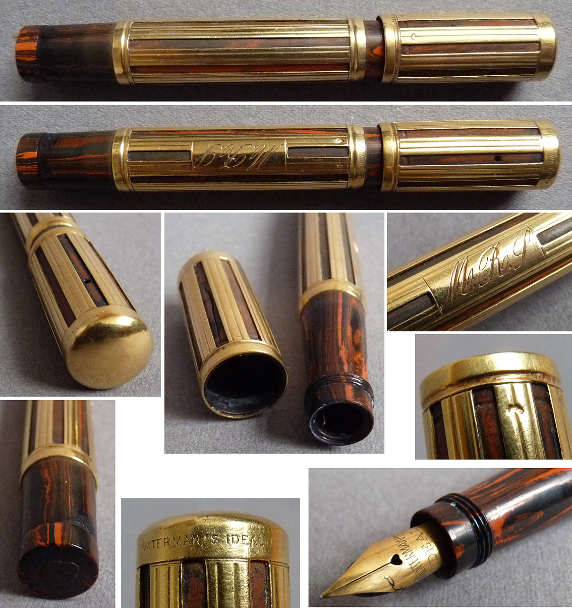 Stylo plume WATERMAN IDEAL en or massif vers 1920 gold fountain pen