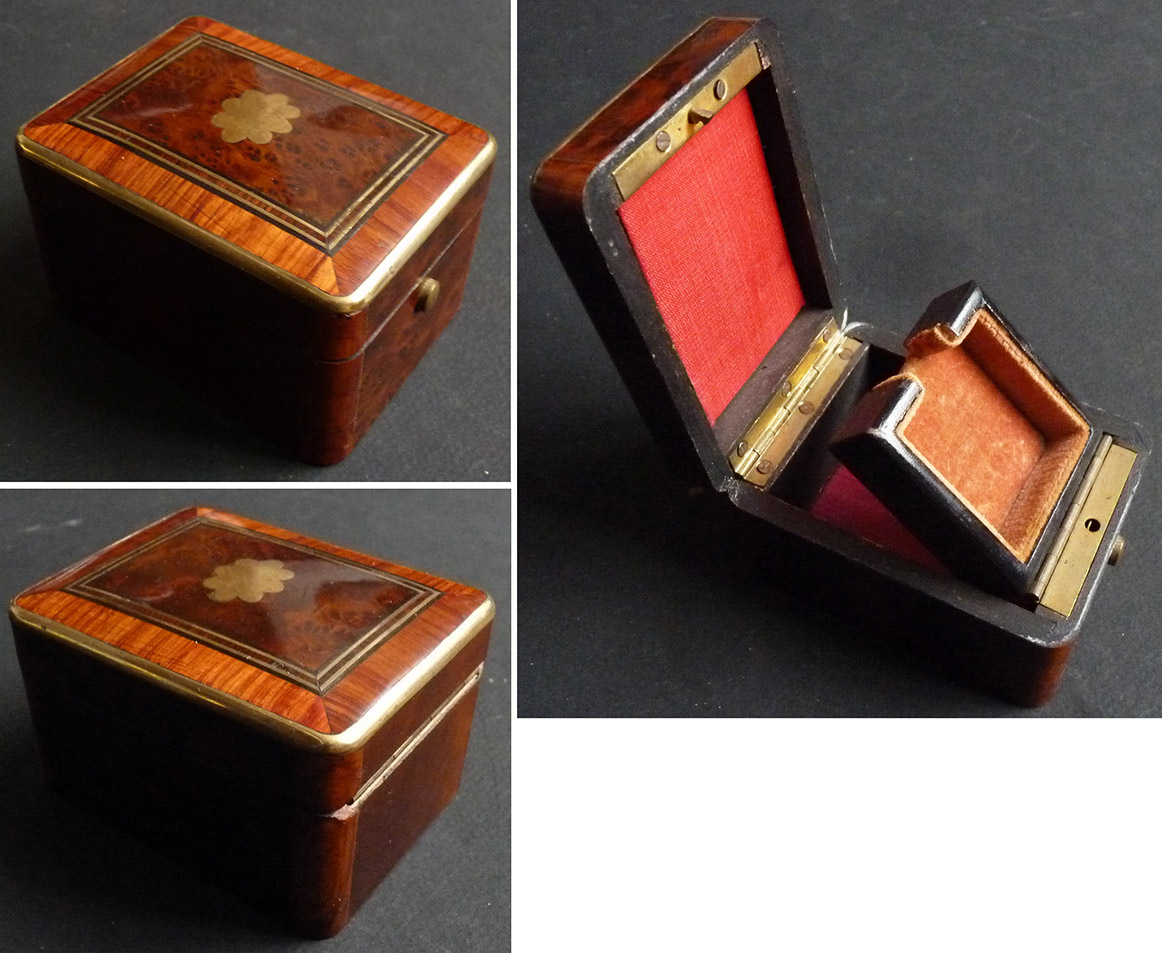 Ancien écrin boite en cuir pour montre gousset ou médaille bijou jewel box